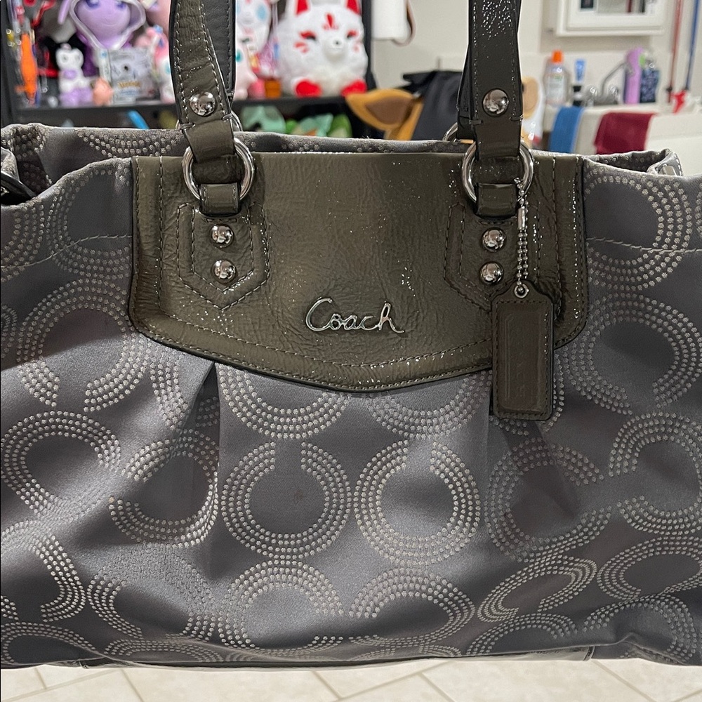 Coach Gray and Black Patterned Tote Bag